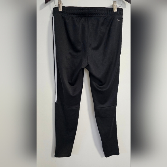 Adidas Black Track Pants with White Stripes Zipper Leg Opening Climalite Size M - Picture 6 of 6